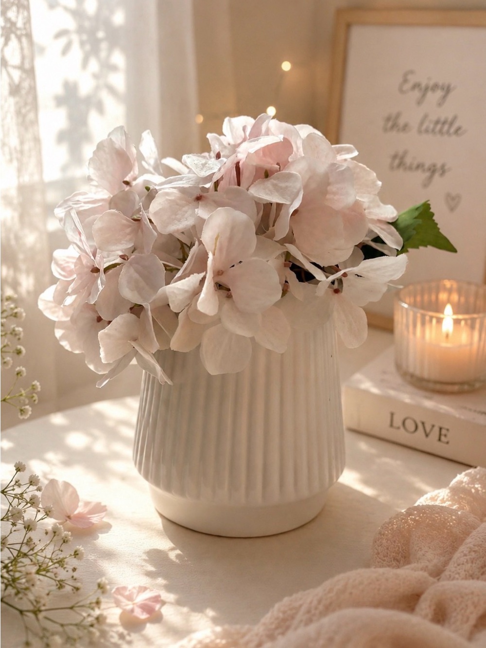 🌸Bella Luxx Blush Pink Hydrangea Vase Arrangement🌸 Artificial Flowers